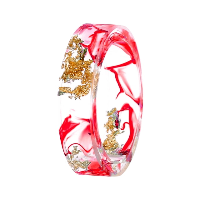Bague en Résine Fleur Séchée Petit Frais Fait Main Fleur Séchée Feuille d'Or Colle Fine le Meilleur Cadeau pour un Tre Cher