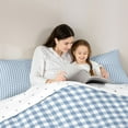 thumbnail image 5 of Homewish Geometric Plaid Full Size Comforter Sets,Modern Minimalist Checkerboard Bedding Comforter Set,White Blue Bedding Sets For Teens,Ultra Soft Home Decor Reversible,3-Piece, 5 of 8