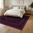 thumbnail image 3 of ODIKA 6'x9' Washable Area Rug Easy Care, Non-Shedding, Pink Purple Gothic Plum Boho Decorative Flower Vinyl Victorian Scroll Motif for Queen Size Bedroom Under Bed Master Suite, 3 of 7