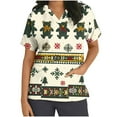 thumbnail image 2 of Holiday Gifts! Titcea Christmas Scrub Tops Women Cute Xmas Printed Short Sleeved V Neck Scrub Tops with Pockets Lightweight Stretchy Working Uniform, 2 of 5