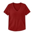 thumbnail image 5 of Noric Women Plus Size Ribbed T-Shirt V Neck Short Sleeve Fitted Pullover Tee Stretchy Soft Casual Summer Basic Top, 5 of 7
