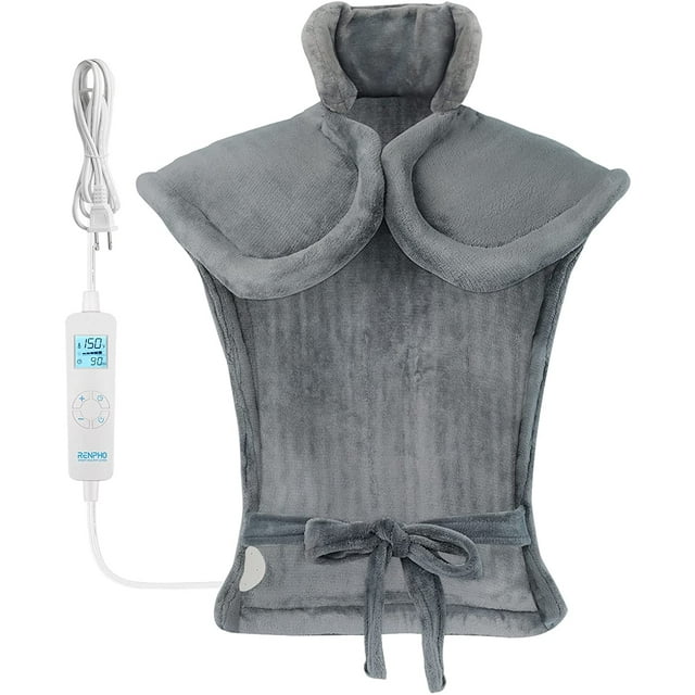 RENPHO Large Heating Pad for Back Relaxation, 24 inx33 Fast-Heating with 6 Temperature Settings, Auto Shut Off Available, ETL Certified - Gray