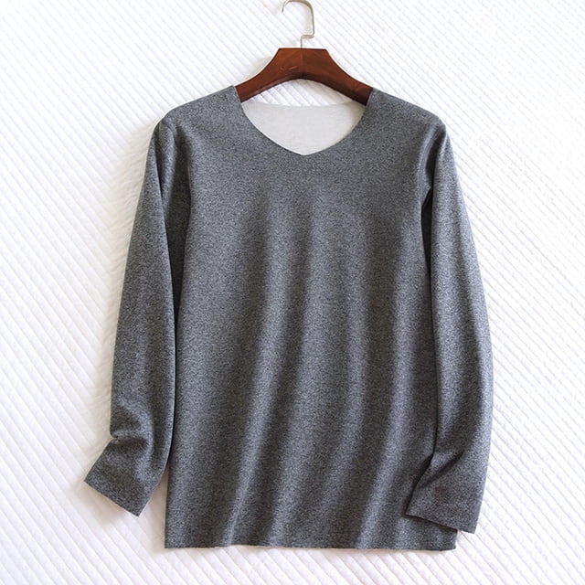 Ropa interior térmica para hombre, blusa informal de moda, cómoda, de manga larga, lisa, con cuello en V, pijama, ropa interior térmica, blusa de poliéster para hombre