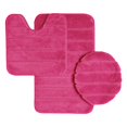 Ribbed Design Soft Pile Solid Color 3 Piece Bathroom Rug Set, Bath Mat
