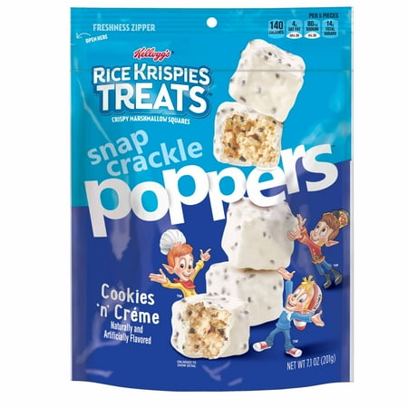 Kellogg's Rice Krispies Treats Poppers, Crispy Marshmallow Squares, Cookies n' Crème, 7.1 Oz