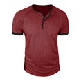 thumbnail image 4 of Men’s Short Sleeve Round Neck T-Shirt Front Placket Contrast Color Cuffs Summer Top, 4 of 7