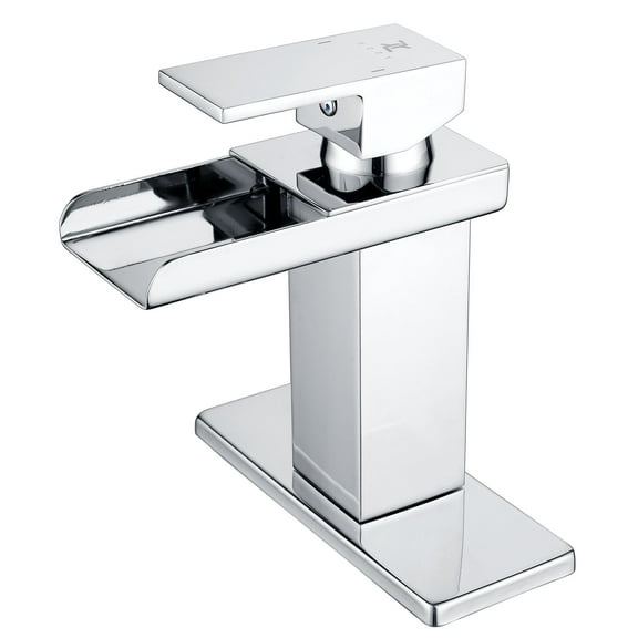 YZZY Waterfall Bathroom Sink Faucet Single Handle Lavatory Basin Faucet Fit 1 or 3 Holes Brushed Chrome Bathroom Vanity Sink Faucet