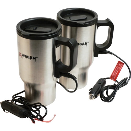Brand New Silver Heated Stainless Steel Travel Car Electric Mug and Coffee Cup