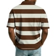 thumbnail image 5 of Mens Polo Shirts Casual Quarter-Zip Striped Henley Shirts Regular Fit Short Sleeve T Shirt Stylish Work Collared Pullover Tops OIOLOYJM Light Brown L, 5 of 9