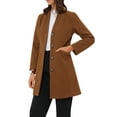 thumbnail image 4 of Abrigo largo de una sola botonadura de manga larga con cuello en V elegante para mujer Inspire Chic XL marrón oscuro, 4 of 6