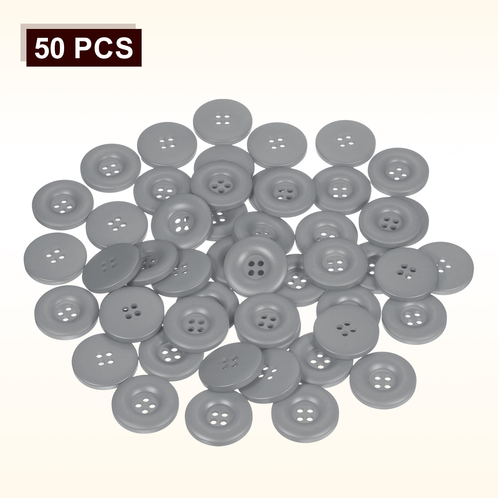 Uxcell 50pcs Sewing Button 30mm 4 Holes Resin Round Crafting Buttons, Gray