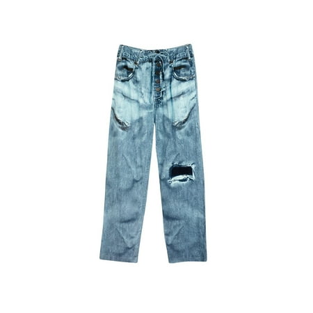 Unisex Adult 100% Cotton Faux Denim Jeans Lounge Pants With Drawstring (Best 100 Cotton Jeans)