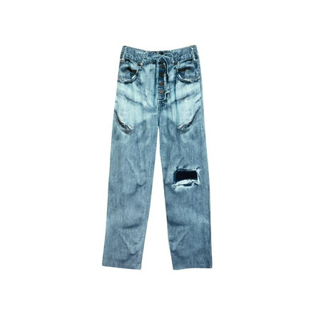 Unisex Adult 100% Cotton Faux Denim Jeans Lounge Pants With Drawstring