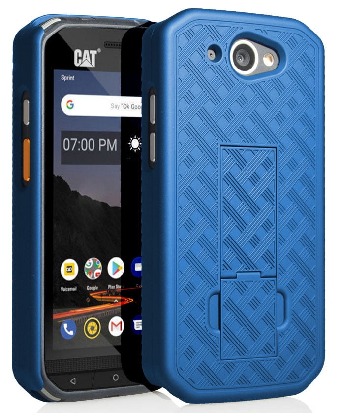 CAT S48c Case, Nakedcellphone Slim Ribbed Rubberized Hard Shell Cover