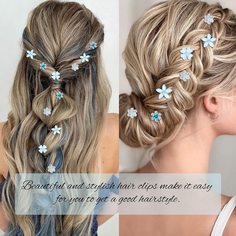 40.) chic Flower Hair Barette Rhinestone Flower Hair Pins 40 PCS U Shaped Crystal Party  main image 3