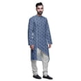 thumbnail image 2 of Atasi Designer Printed Summer Wear Long Kurta With White Pajama Set For Men, 2 of 3