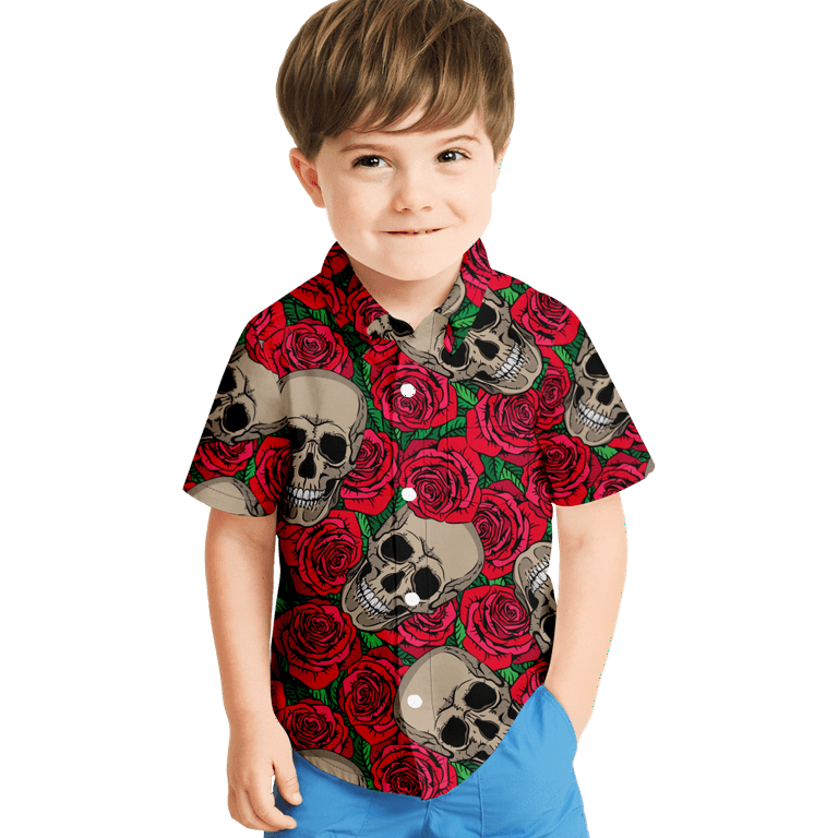 Men's Shirts Hawaiian Shirts, Red Rose Plant Flower Casual Button Down  Short Sleeve Hawaiian Shirt for Men(228rh3d)