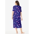 thumbnail image 2 of Dreams & Co. Plus Size V-Neck Short Sleeve Midi Cotton Sleep Shirt, 2 of 6