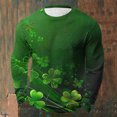 thumbnail image 2 of Camisa Del Día de San Patricio Hombres de Manga Larga Casual de Manga Larga Tops de Cuello Redondo para Fiesta Festival Vacaciones Viajes Calle Uso Diario, 2 of 8
