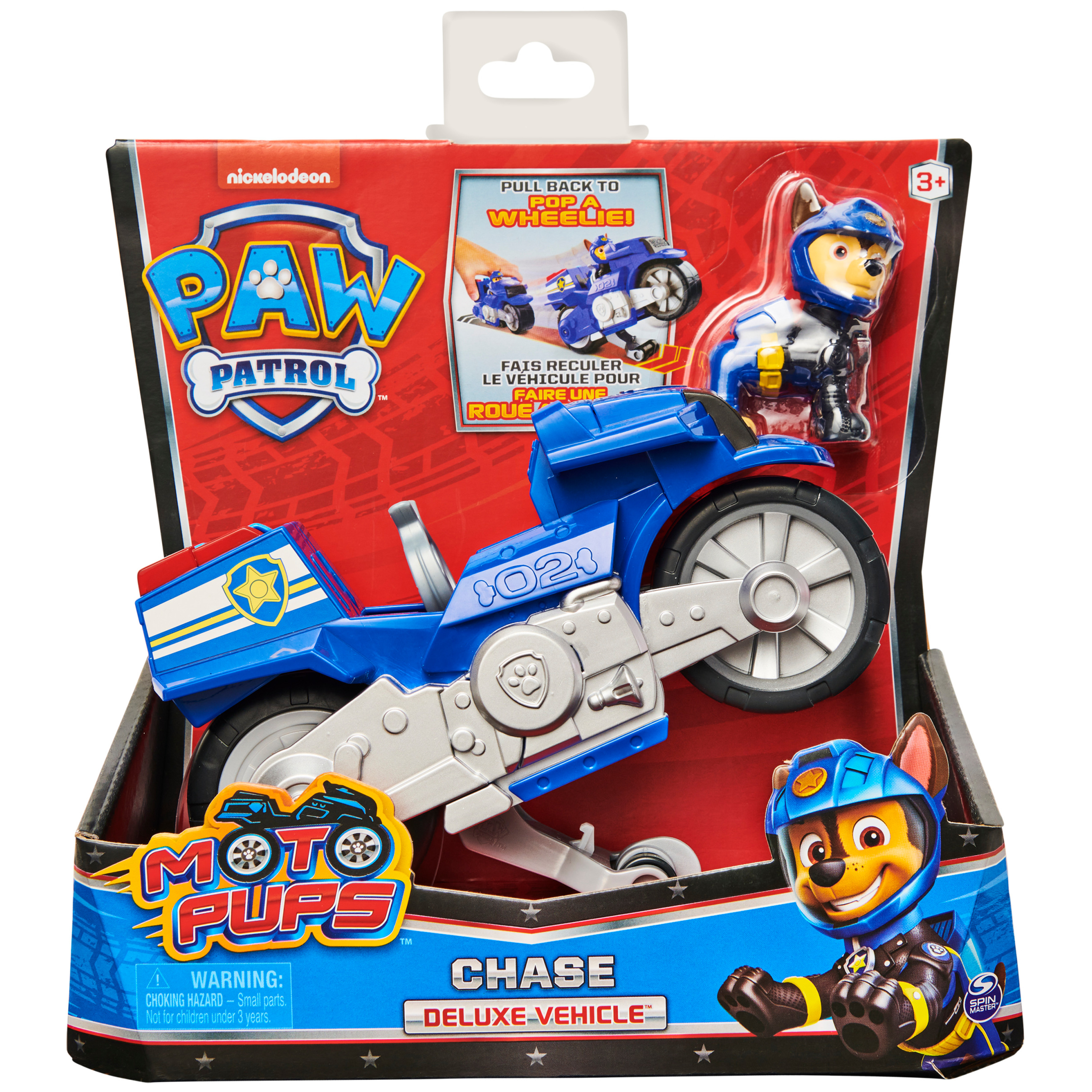 PAW Patrol, Moto Pups Chase’s Deluxe Pull Back Motorcycle Vehicle with Wheelie Feature and Figure - image 2 of 7