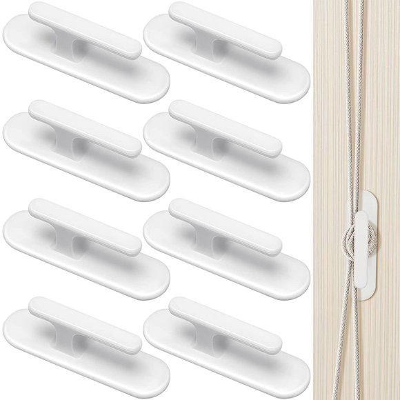 Lieonvis 8Pcs Blind Cord Twisters Self-Adhesive Blind Cord Winder Plastic Blind Pull Rope Holder Child Pet Safety Cord Wraps Cleats Hooks for Bedroom Living Room Kitchen Office Kindergarten