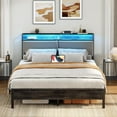 thumbnail image 2 of HOOBRO Queen Bed Frame with Charging Station, LED Light Strip & Upholstered Storage Headboard, Charcoal Gray, 2 of 9