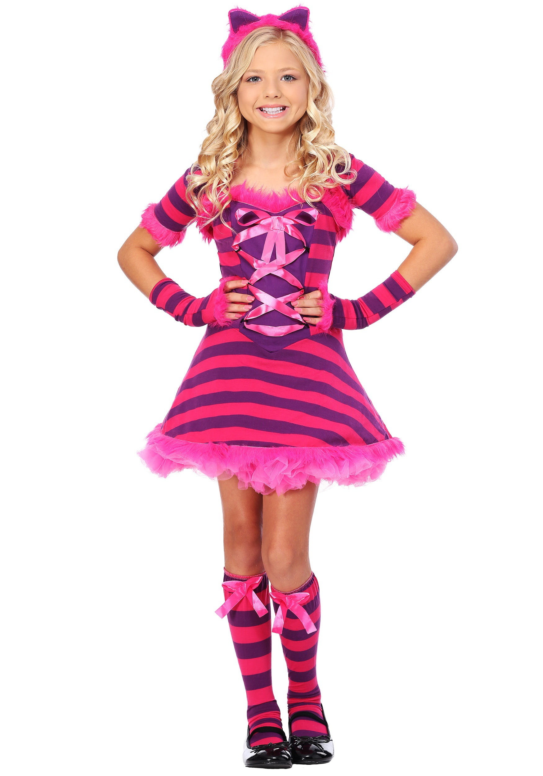 Cozy Cheshire Cat Alice in Wonderland Girls Child Costume 