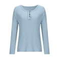 thumbnail image 4 of GuangCheng Womens Long Sleeve Shirts Casual Fall Henley Top Button Down Blouses Basic Ribbed Knit T Shirts, 4 of 7