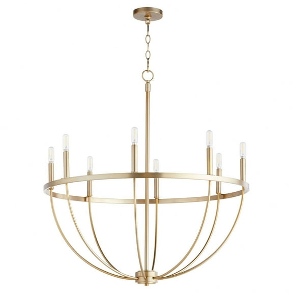 6374-8-80 Quorum Lighting Tribute - 8 Light Chandelier-34 Inches Tall and 32 Inches Wide-Aged Brass Finish -Traditional Installation