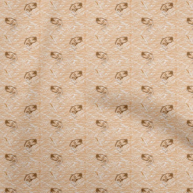 oneOone Silk Tabby Orange Fabric Ocean Wave Sewing Material Print Fabric By The Yard 42 Inch Wide
