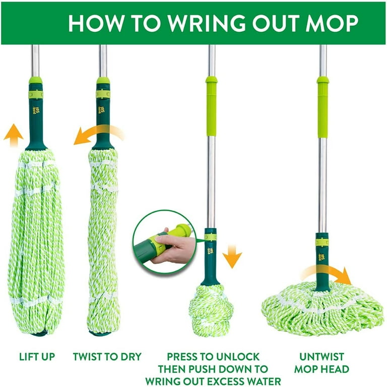 Twist Mop, Self-wringing Wet Mop For Floor Cleaning, Microfiber