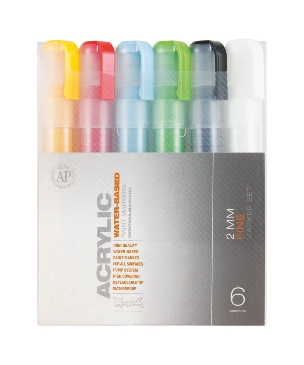 Montana Cans Acrylic Marker Set, Fine, 6-Colors