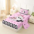 thumbnail image 2 of Homewish Cartoon Bow Ghost Cat Twin Sheets for Kids, Sugar Halloween Pumpkin Bedding, 3pcs, 1 Flat Sheet, 1 Fitted Sheet and 1 Pillowcase, 2 of 5