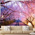 thumbnail image 3 of Railway and Cherry Blossoms Wall Tapestry Pink Japanese Spring Sunset Landscape Aesthetic Art Large 80x60 Inch for Bedroom Living Room Dorm Decor, 3 of 6