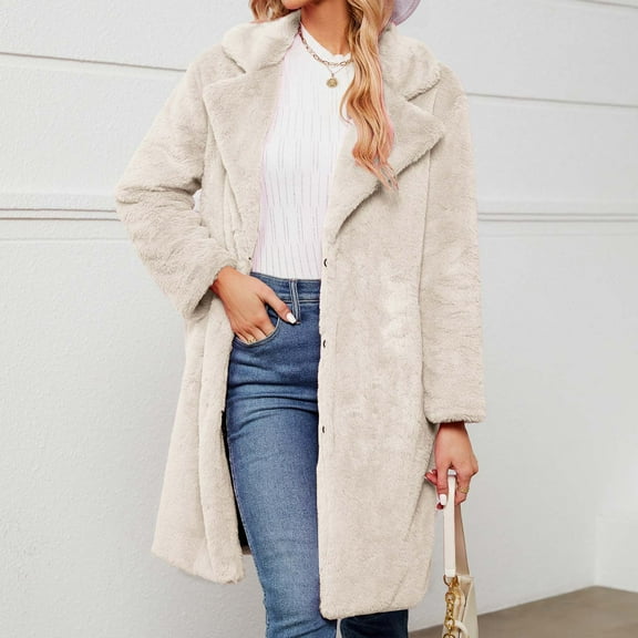 GERsome Women Faux Fur Winter Coats Comfort Warm Outerwear Open Front Long Cardigan Overcoat Jacket