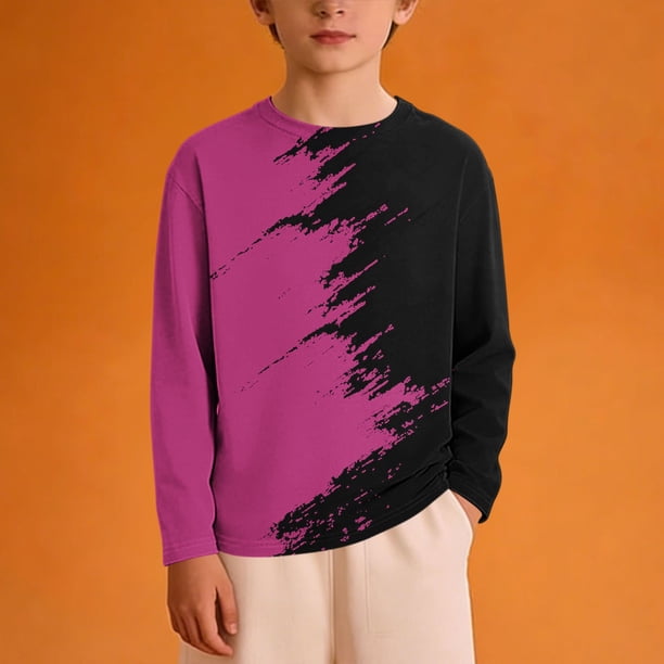 Blusas y camisas de manga larga con cuello redondo Zhongda Top estampado de manga larga con cuello redondo para niña con jersey y camiseta de base Top de poliéster para niña