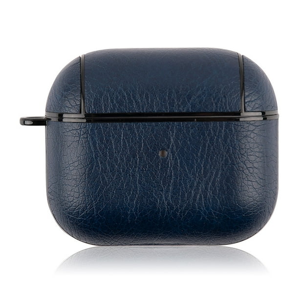 Funda de cuero para auriculares Funda profesional Mosquetón de metal a prueba de golpes Visual Mujer Hombre Reemplazo de regalo para Airpods 3 Azul oscuro Methold EL005099-04