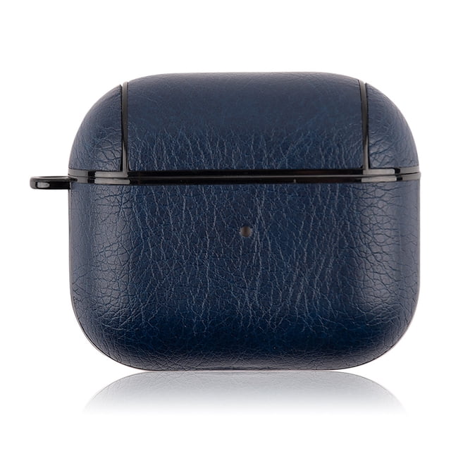 Funda de cuero para auriculares Funda profesional Mosquetón de metal a prueba de golpes Visual Mujer Hombre Reemplazo de regalo para Airpods 3 Azul oscuro Eigraketly EL005099-04