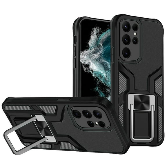 For Samsung Galaxy S23 Shockproof [Military-Grade] with Metal Magnetic Kickstand, Hybrid Rugged TPU Armor Heavy Duty Cover ,Xpm Phone Case [ Black ]