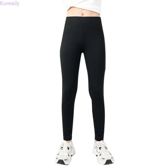 Kureaily Girls Athletic Leggings Kids Dance Running Yoga Pants Workout Active Dance Tights With Pockets/ 5-6 Years/ Little Kid (Black)