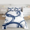 thumbnail image 2 of Homewish Graffiti Geometric Queen Comforter Set,Stripe Line Circle Bedding Sets,Blue White Bedding Comforter Set For Boys Kids,Luxury Bedroom Decor Reversible,3pcs, 2 of 8