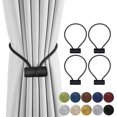 thumbnail image 1 of Magnetic Curtain Tiebacks Curtain Clips Rope Rear Curtain Holders Buckles Curtain Binder Curtain Holders for Home Decoration Cafe Office 4 Pieces Black, 1 of 5