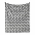 thumbnail image 1 of Geometric Soft Flannel Fleece Blanket, Monochrome Twirly Spiral Tiles Twisting Vortex Swirly Stripes Minimalist, Cozy Plush for Indoor and Outdoor Use, 50" x 70", Charcoal Grey White, by Ambesonne, 1 of 5