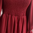 thumbnail image 4 of Women Smocked Midi Dresses Ruffle Lantern Long Sleeve Square Neck Flowy Lightweight Comfortable Sundress, 4 of 5