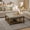 Linen, variant on Square Upholstered Ottoman Coffee Table with Storage Shelf, Linen Fabric, Tufted Top, 31.9"x31.9", Granite