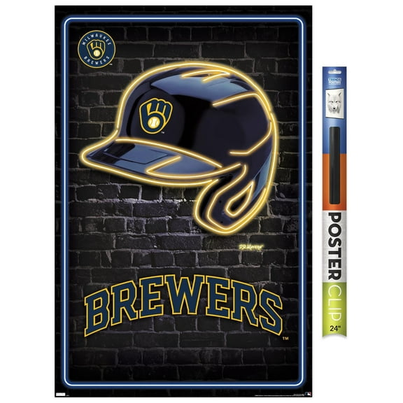 MLB Milwaukee Brewers - Neon Helmet 23 Wall Poster, 22.375" x 34"