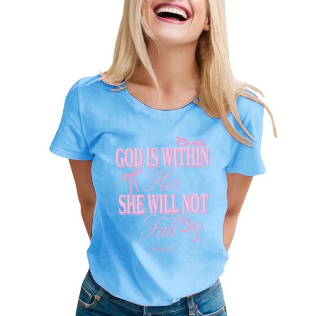 VJATTWR Hauts à Manches Courtes pour Femmes T-Shirt Décontracté Imprimé Col Rond Manches Courtes G