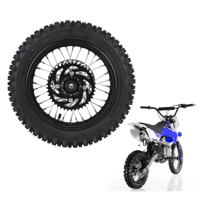 12 Inch Rear Rim Wheel, Improved Traction 80/100-12 Rear Wheel Rim 6 Ply Tires for Dirt Bike