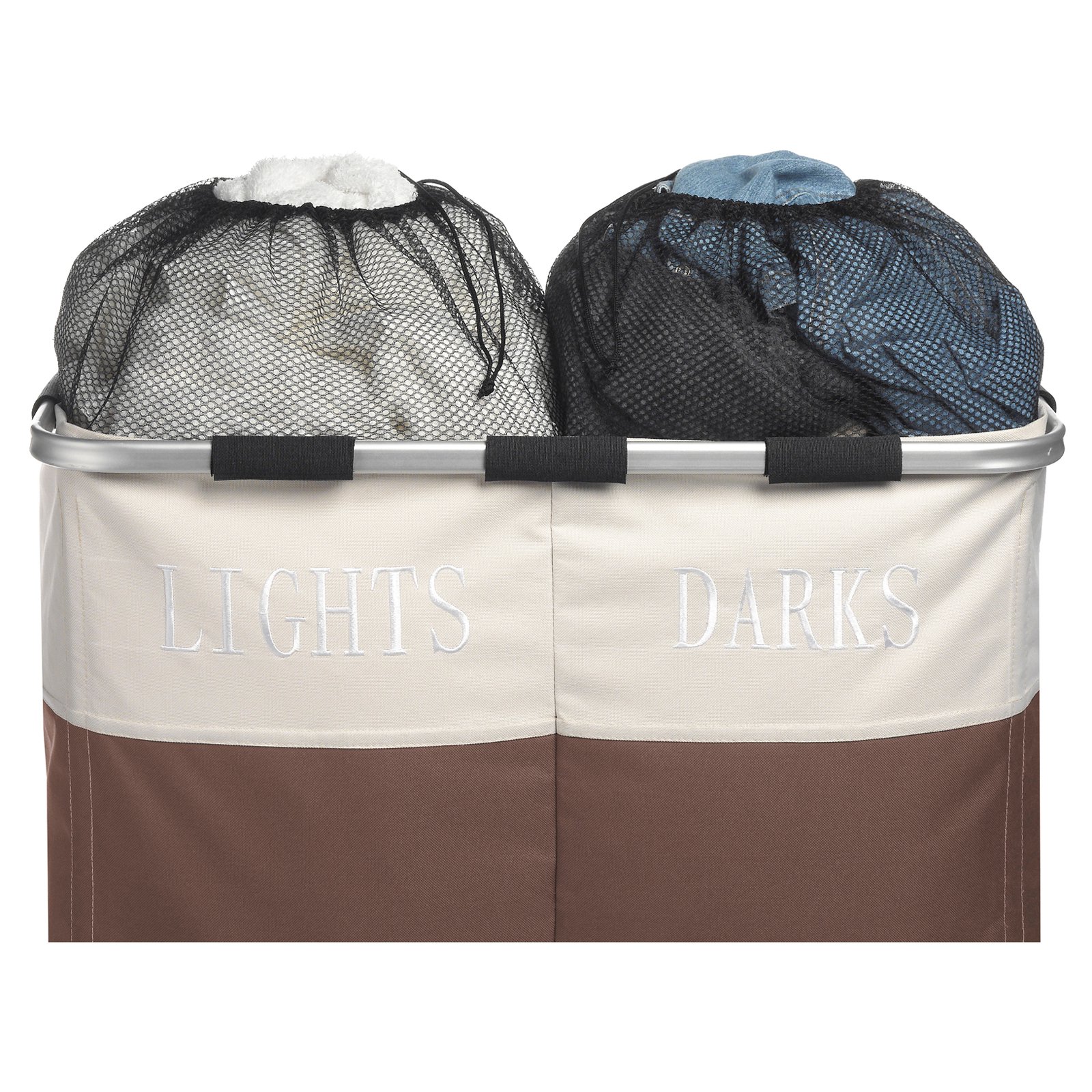 Whitmor Easycare Polyester Double Laundry Hamper - Lights and Darks Separator - Java - For Adult Use - image 4 of 7