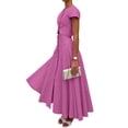 thumbnail image 2 of Women'S 2 Piece Skirt Sets Summer Short Sleeve Top Flowy Long Skirts Travel Vacation Outfits Pink L, 2 of 7